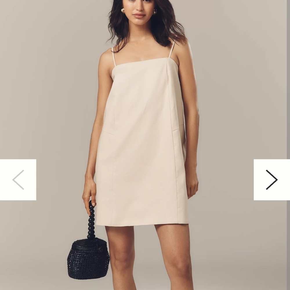 Anthropologie Elegant Cream Spaghetti Strap Dress